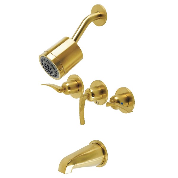 Tub and Shower Faucet, Brushed Brass, Wall Mount